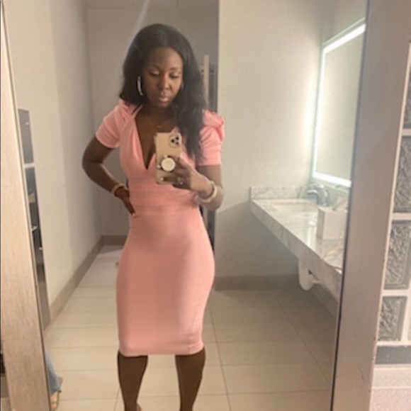 Baby pink body con midi dress - Picture 2 of 2
